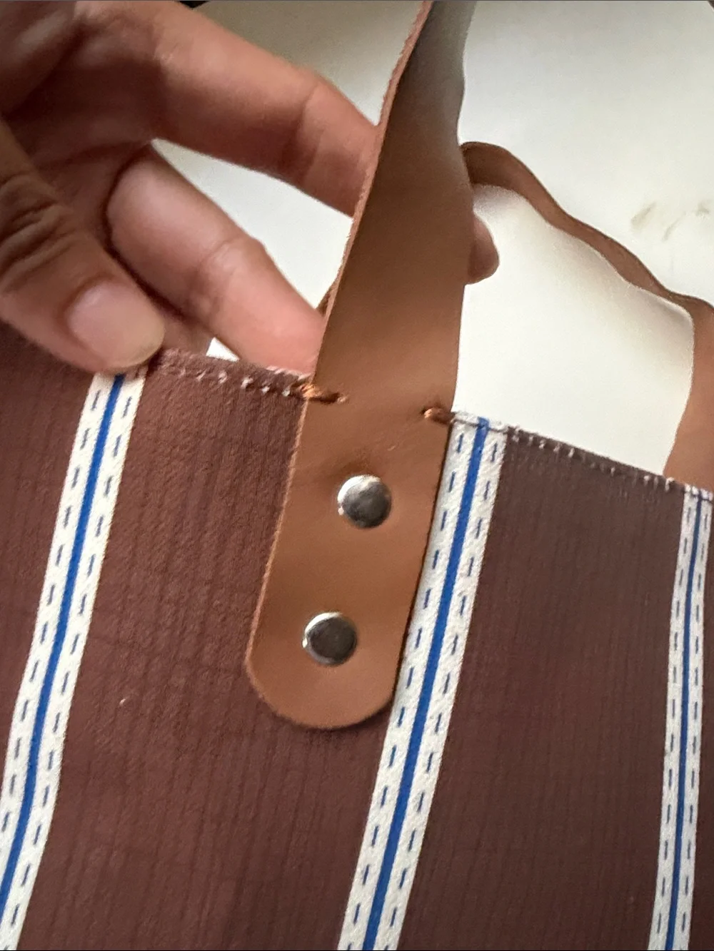 Anthropologie Brown Striped Reusable Shopping Tote handmade by India